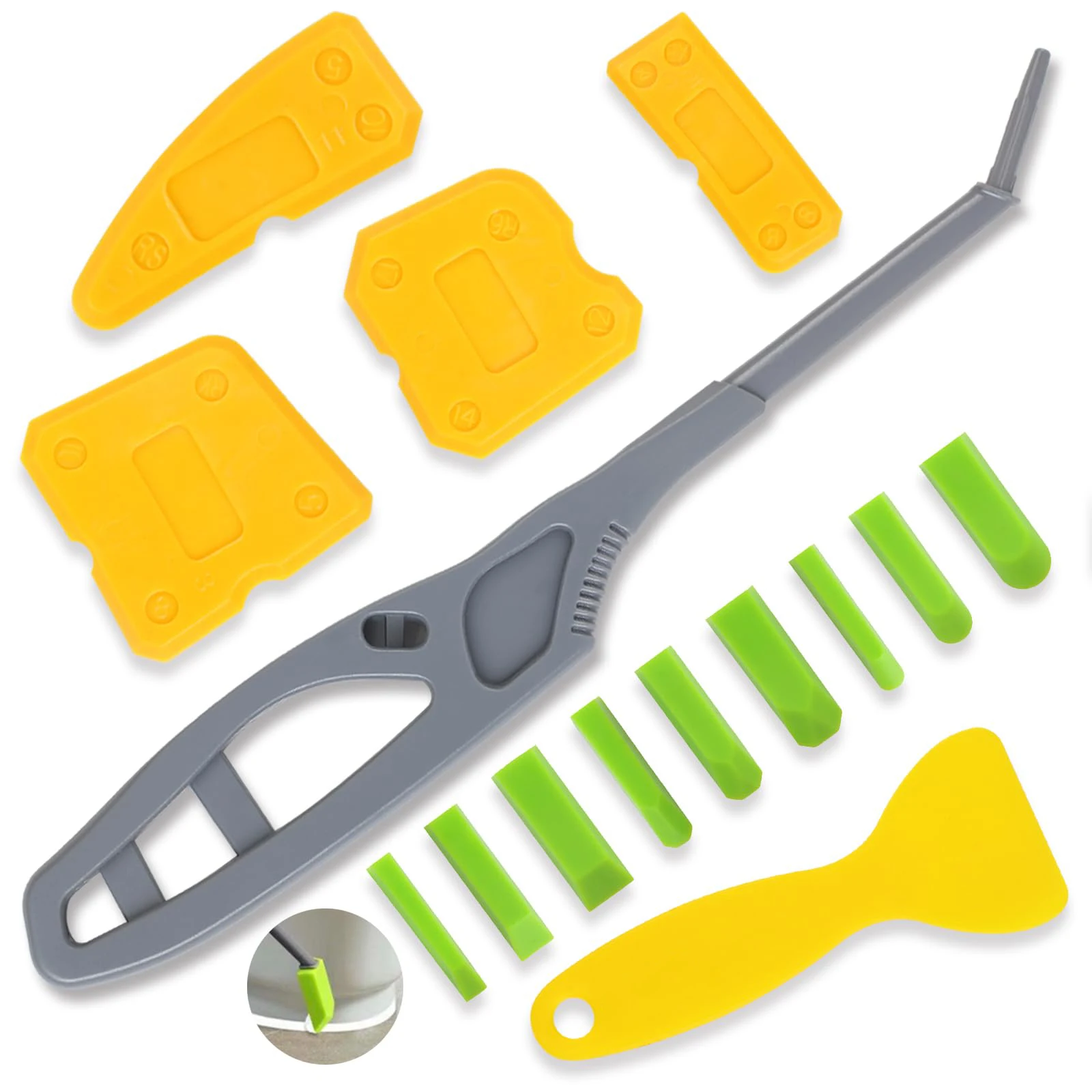 15 stks/set Kitgereedschap voor strakke ruimtes Badkamer Keuken, Raam, Vloer, Close-area kit siliconen kitafwerkingstool