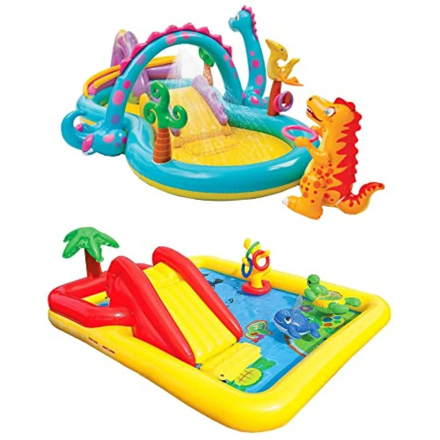 ディノランド 裏庭用インフレータブル幼児用プールと海洋インフレータブルプール キッズプレイセンター インフレータブルプールスライドとウォータースプレー付き