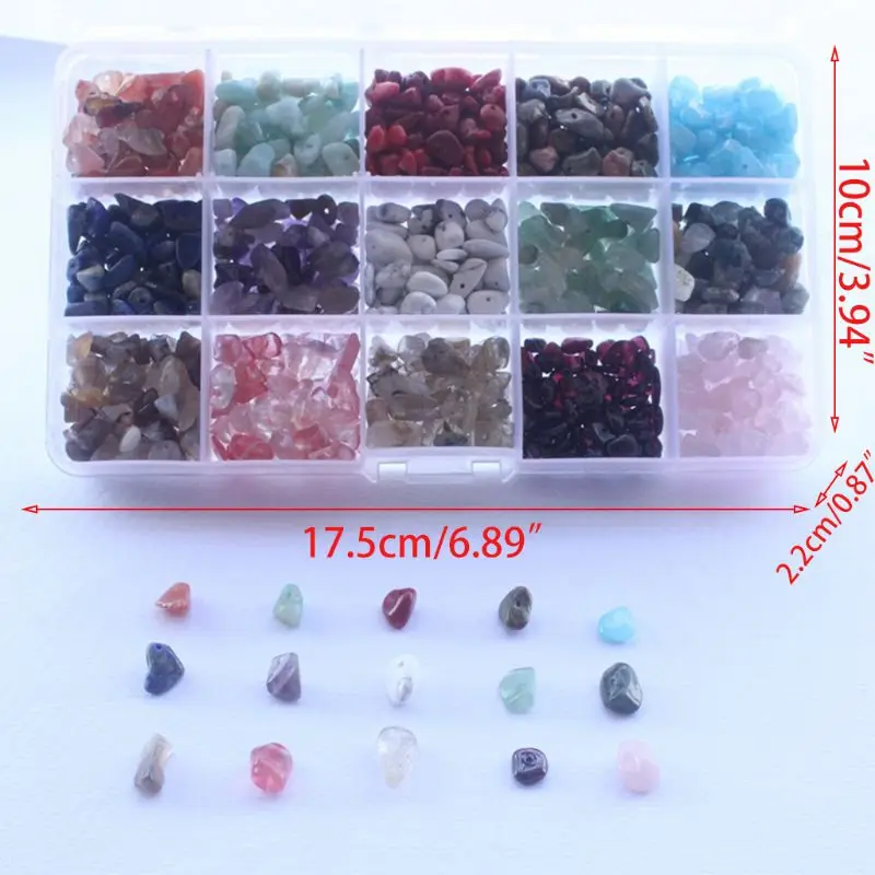 15 colores surtidos cuentas piedras preciosas, kits chips naturales forma irregular para manualidades, pulseras,