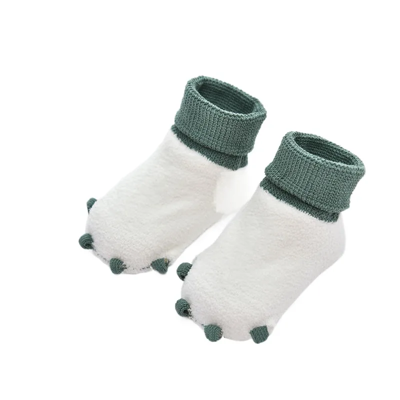 

Милые мягкие хлопковые носки для новорожденных с принтом лапок, повседневные теплые нескользящие носки-тапочки, толстые пушистые теплые носки для младенцев, зимняя одежда