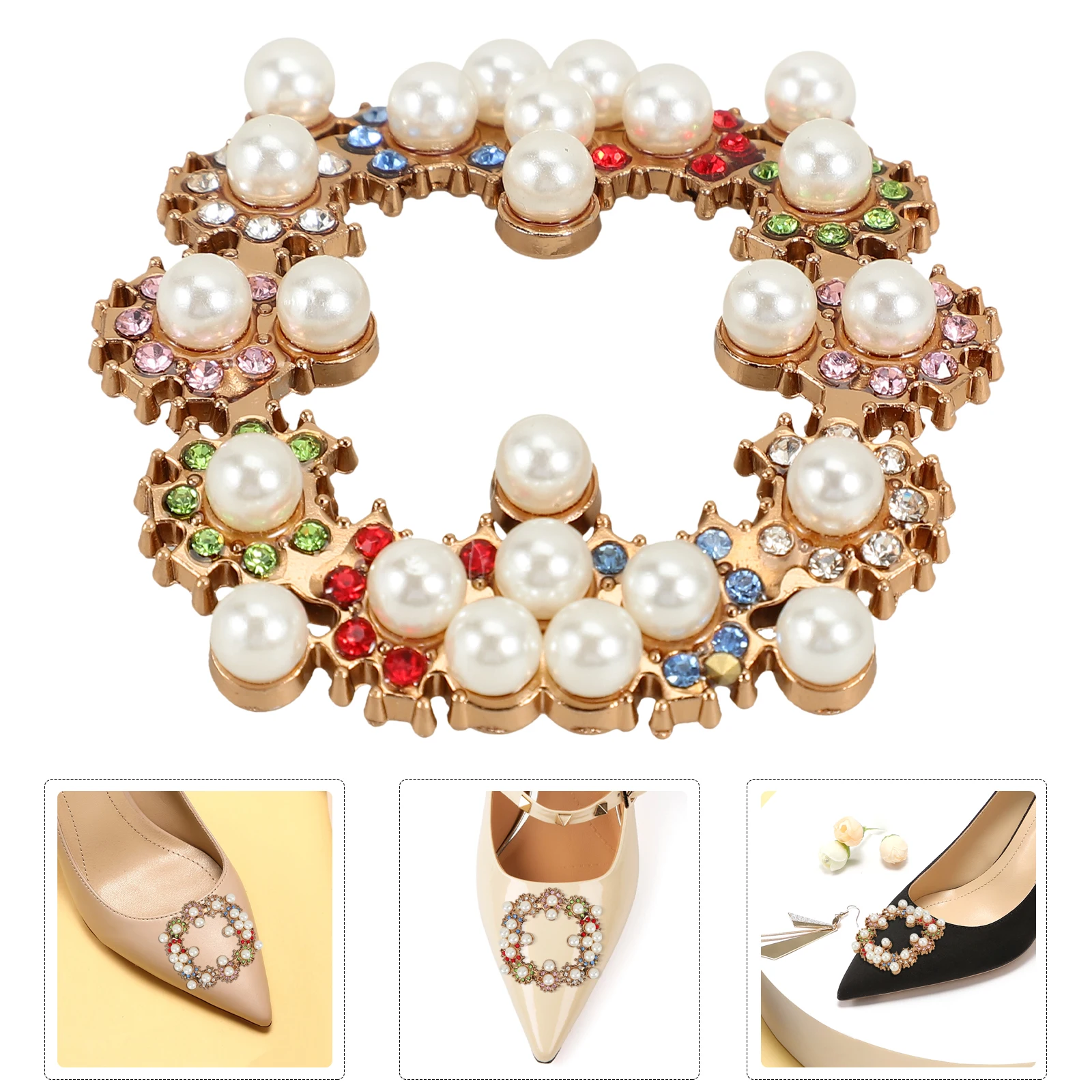 

Shoes for Women Rhinestone Clips Decor Pearl Embellishments Applique Sparkling Wedding Women's