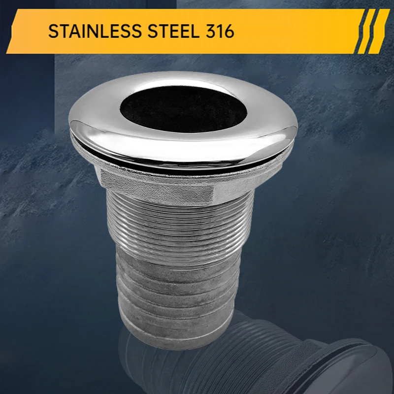 316 Stainless Steel half silk Marine Thru Hull Water Drain Boat Hardware Fitting Accessories Water Outlet Drain Vent for Yacht