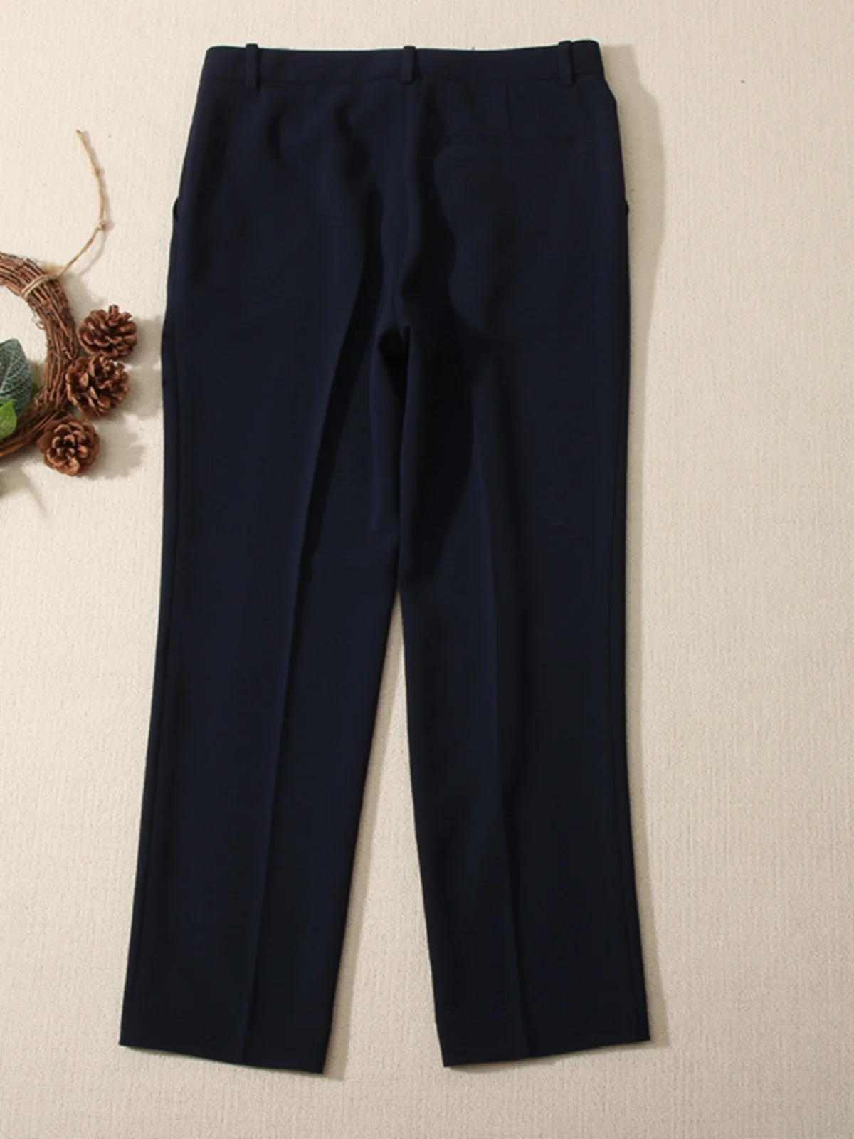 High Waist Slim Fit Tee-acetate Busin Pants Confident High-end Feel Easy Wear Polyester Fiber Commute Sle Seven/Nine-L...