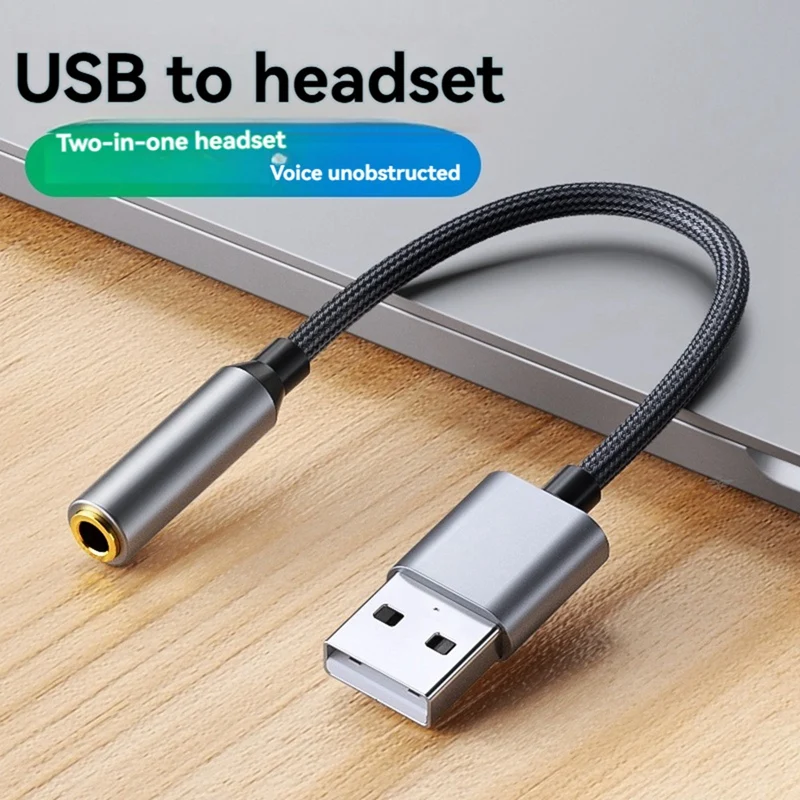 USB to 3.5mm Jack Audio Adapter USB to Audio Jack Adapter Headset USB A to 3.5mm Female External Stereo Sound Card B-A12I