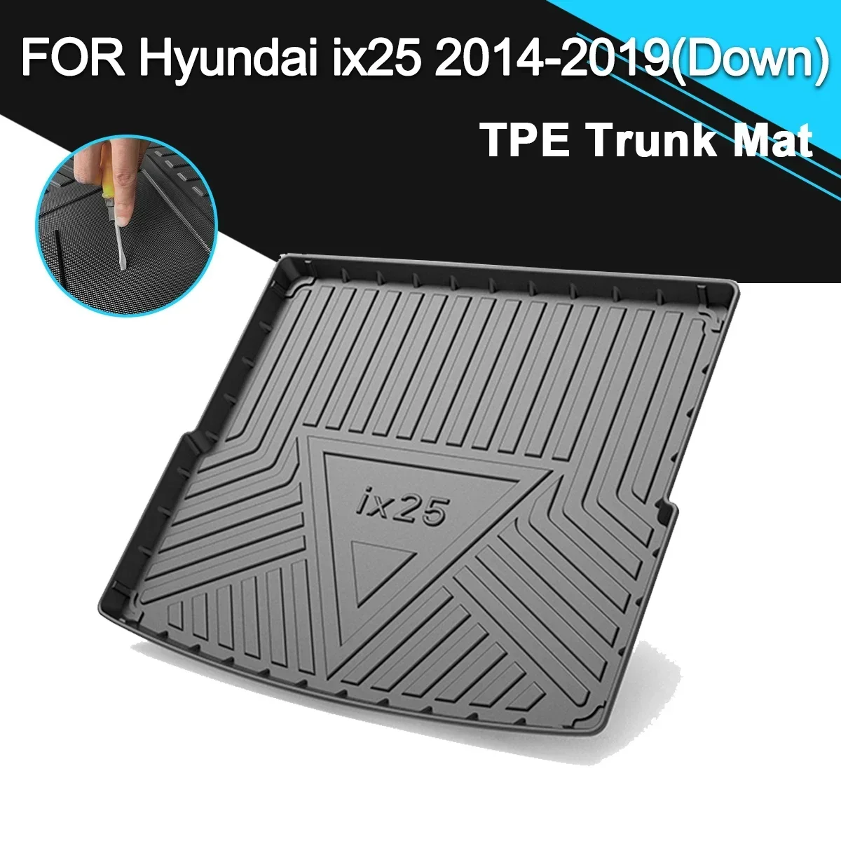 

Car Rear Trunk Cover Mat Rubber TPE Waterproof Non-Slip Cargo Liner Accessories For Hyundai ix25 2014-2019(Down)