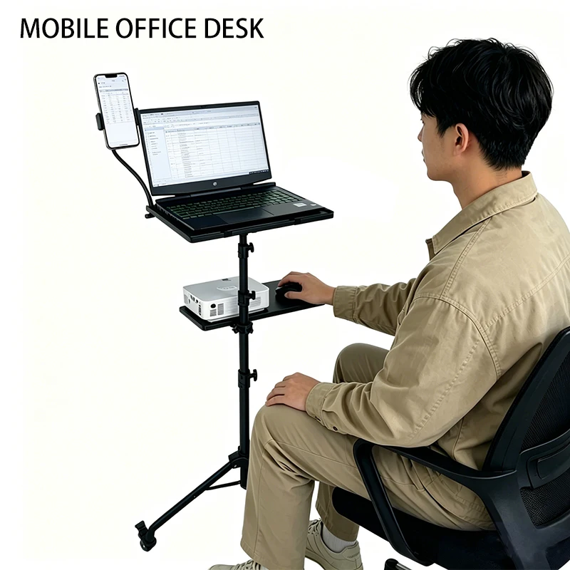 Wheel Mobile Tripod Adjustable Stable Portable Universal Wheel Base Projector Laptop Universal Stand