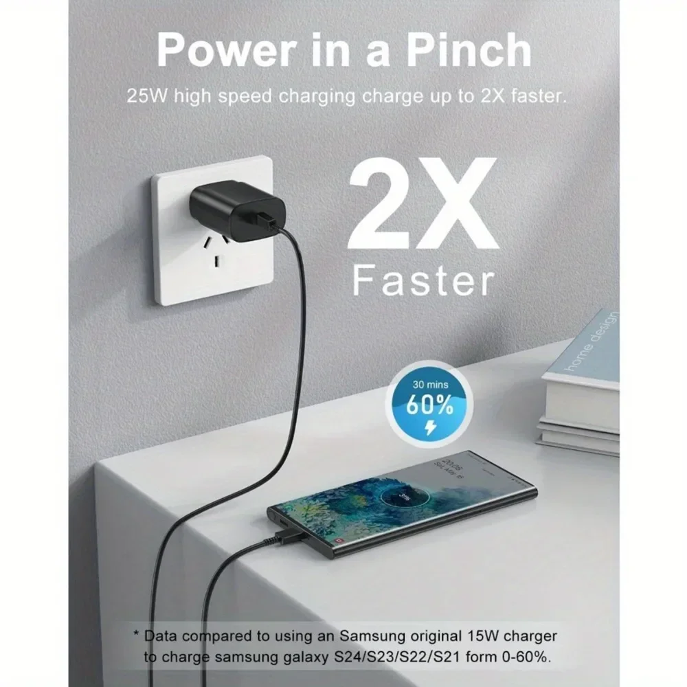 Type C Charger Fast Charging, 25W Fast Charger with 6.6ft TypeC C harger Cable for Samsung Galaxy S24 Ultra/S23/S22