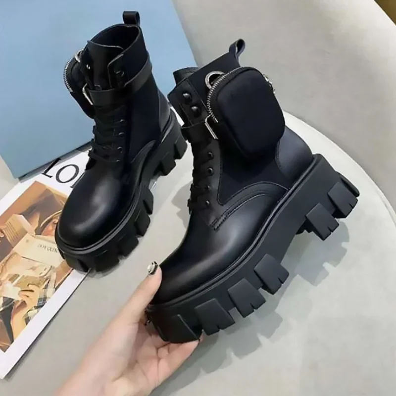 New Fashion Women Ankle Boots Autumn Lace Up Leather Boot Anti-slip Wear-resistant Comfortable Women Ankle Boot