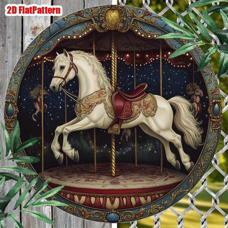 2D Flat, 2D Flat,1pc, Vintage Carousel Round Vintage Metal Aluminum Pendants, Drops & Finials, Multi-Purpose for Home, Living Ro