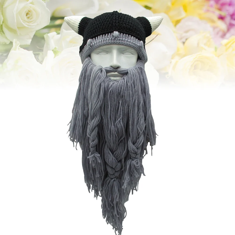 

1 Piece Ox Horn Hat Cap Viking Theme Birthday Party Hat for Kids Family Festival Wear Lovely Woolen Design Photo Prop Lightgray