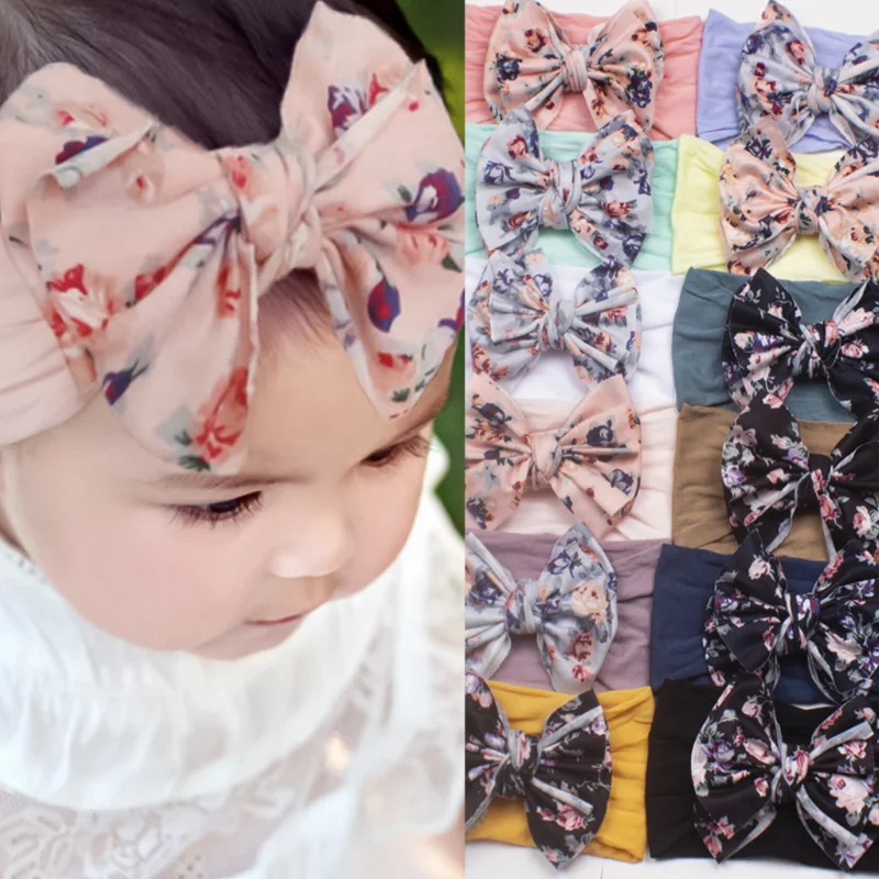 1 Piece Baby Headband Flower Toddler Infant Kids Hair Accessories Girl Newborn Bow Turban Bandage Headwear Headwrap Gift