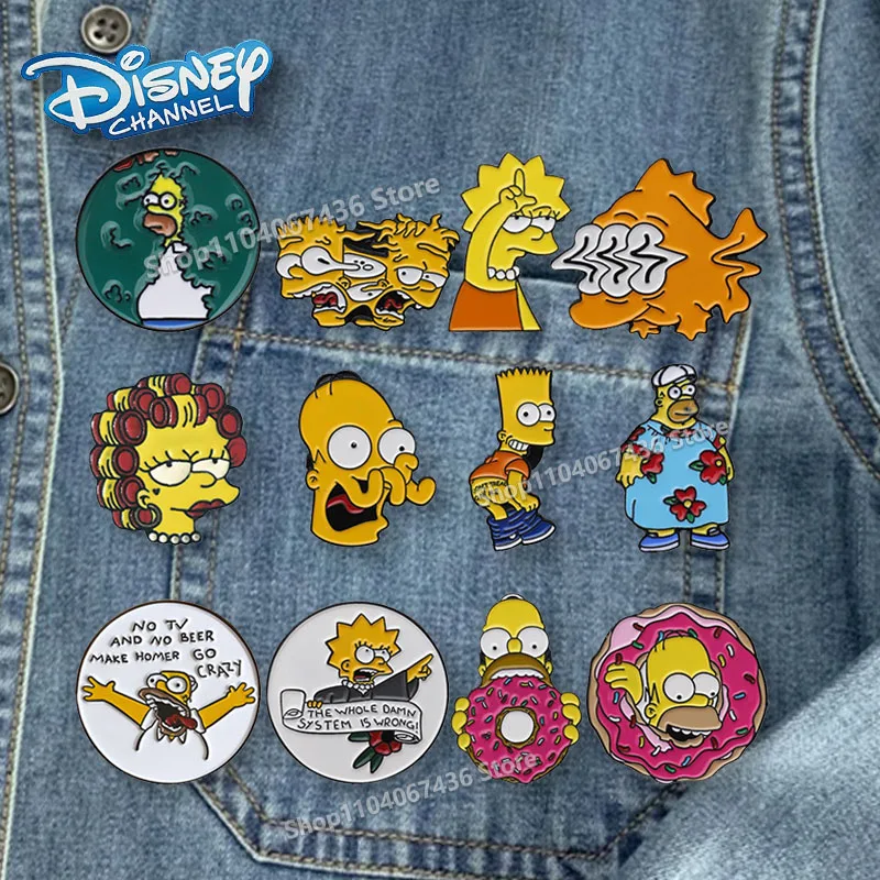 Disney Simpsons Enamel Pin Brooches Pins for Women Men Backpacks Cartoon Anime Badges Fashion Lapel Jewelry Christmas Gifts