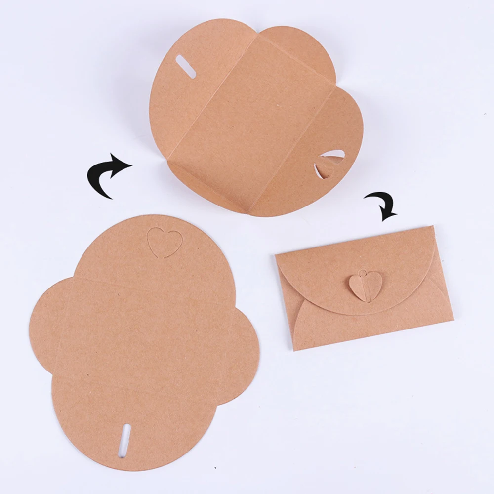 DIY Handmade Gift Card Vintage Kraft Paper Love Button Envelope Paper Envelopes