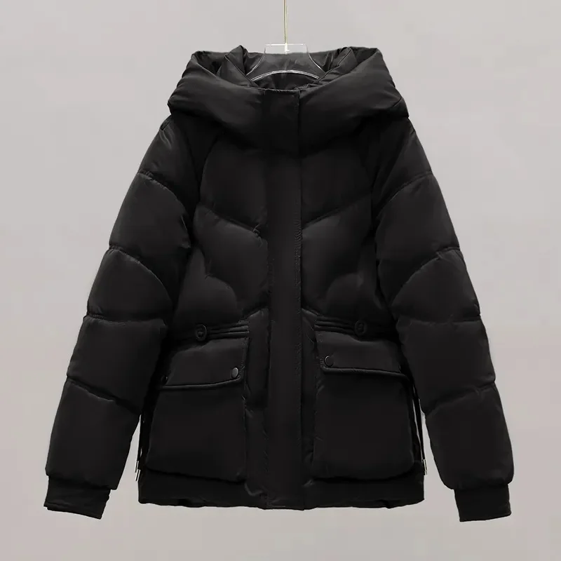 

Новинка 2025 года, зимняя куртка-пуховик, женское модное пуховое хлопковое пальто с капюшоном, женские свободные повседневные теплые парки, верхняя одежда