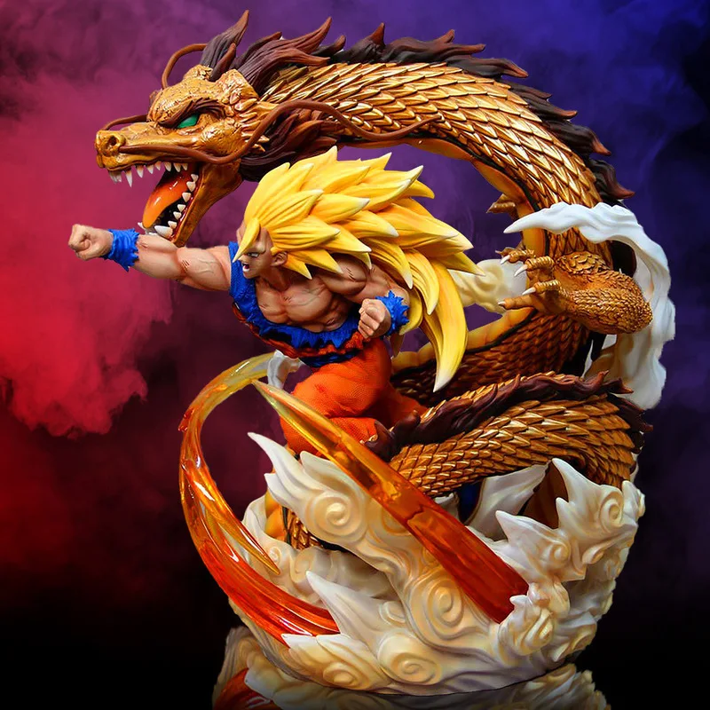 Figurines d'action créatives Dragon Ball Son Goku, Super Saisuperb, 3 souffles, modèle beurre, jouets, ornements de bureau, cadeau d'anniversaire, 30cm