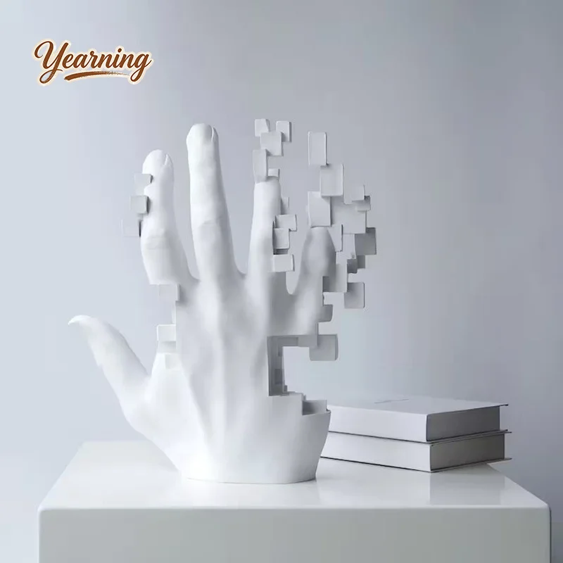 

Creative White Mosaic Mechanical Hand Ornament Home Decor Living Room Bedroom Entryway Hotel Minimalist Decoration