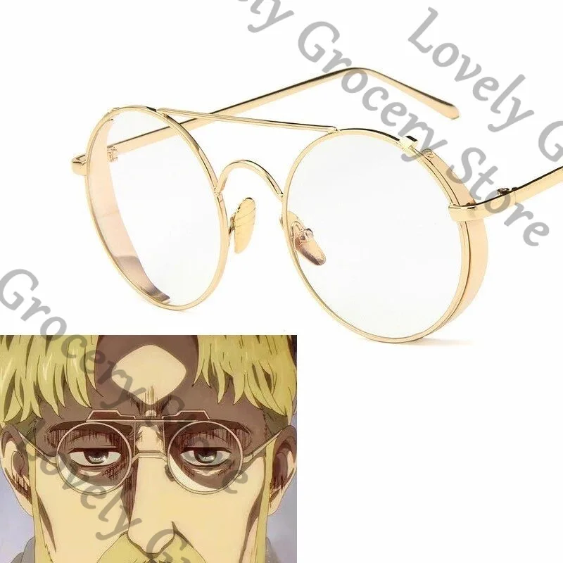 

Anime Shingeki No Kyojin Attack on Titan Zeke Jaeger Ataque A Los Titanes Cosplay Metal Non-prescription Glasses Prop Mascot