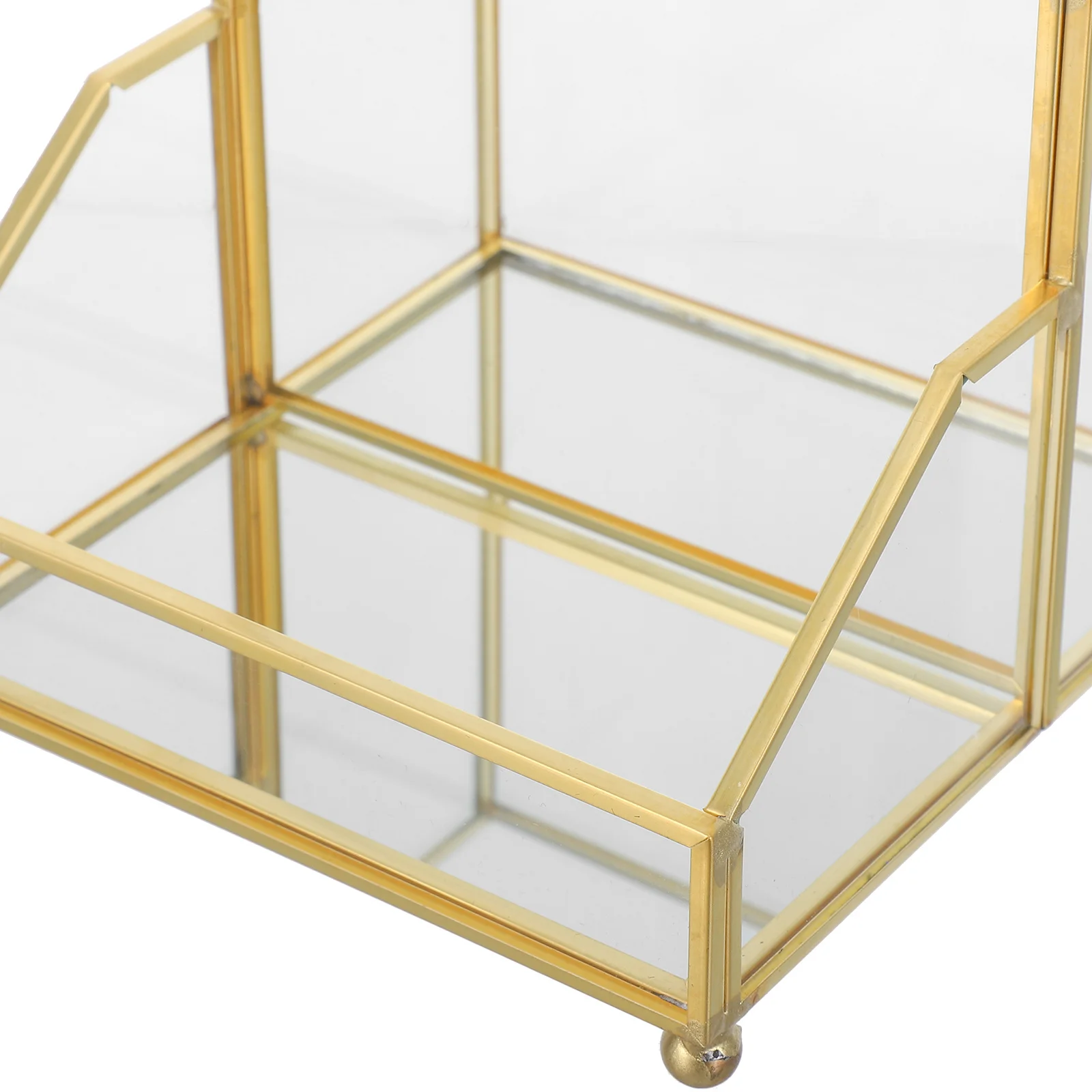 名刺ボックスオーガナイザー垂直デスクトップスタンドエレガントなゴールドエッジ名刺ホルダーオフィスストレージディスプレイボックス