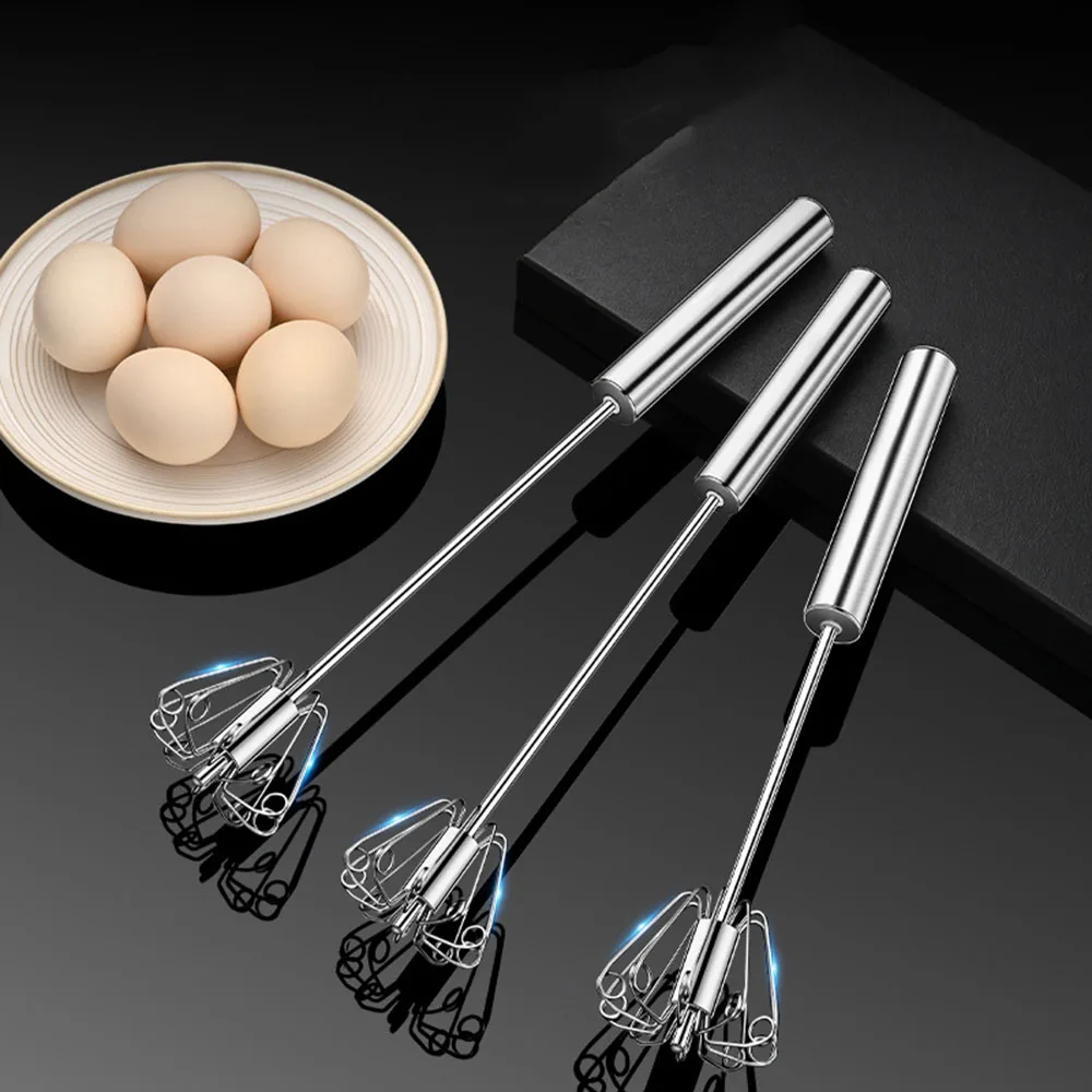 SUS316 Stainless Steel Hand Push Rotary Whisk Semi-Automatic Mixer for Eggs, Milk, Coffee, Cream, Kitchen Tool