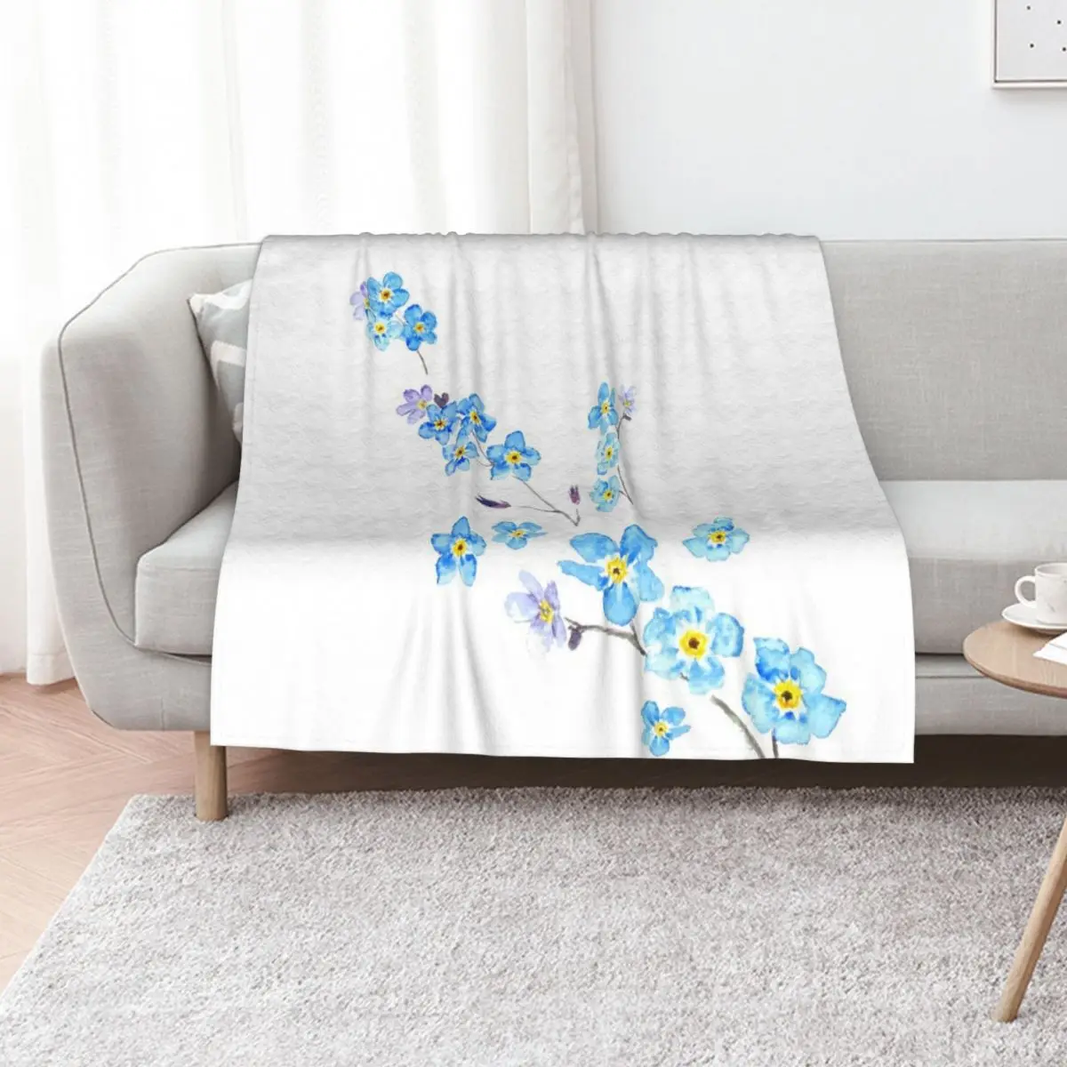 

blue forget me not watercolor painting Throw Blanket valentine gift ideas Custom Tourist For Sofa Thin Blankets