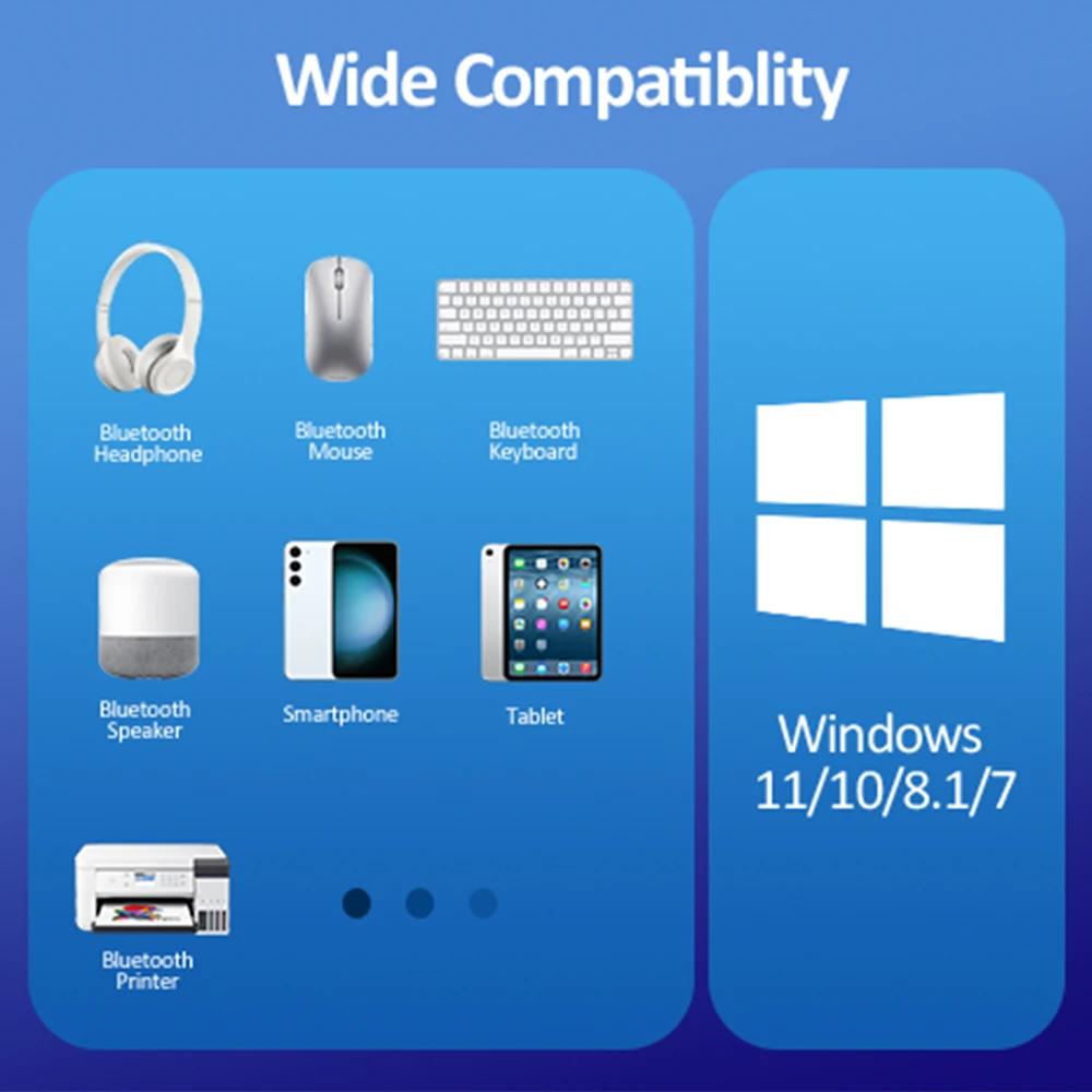 5.4 USB Bluetooth Adapter 492FT / 150M  Long Range Wireless Bluetooth Receiver Plug &Play Adapter for PC Windows 11/10/8.1/7