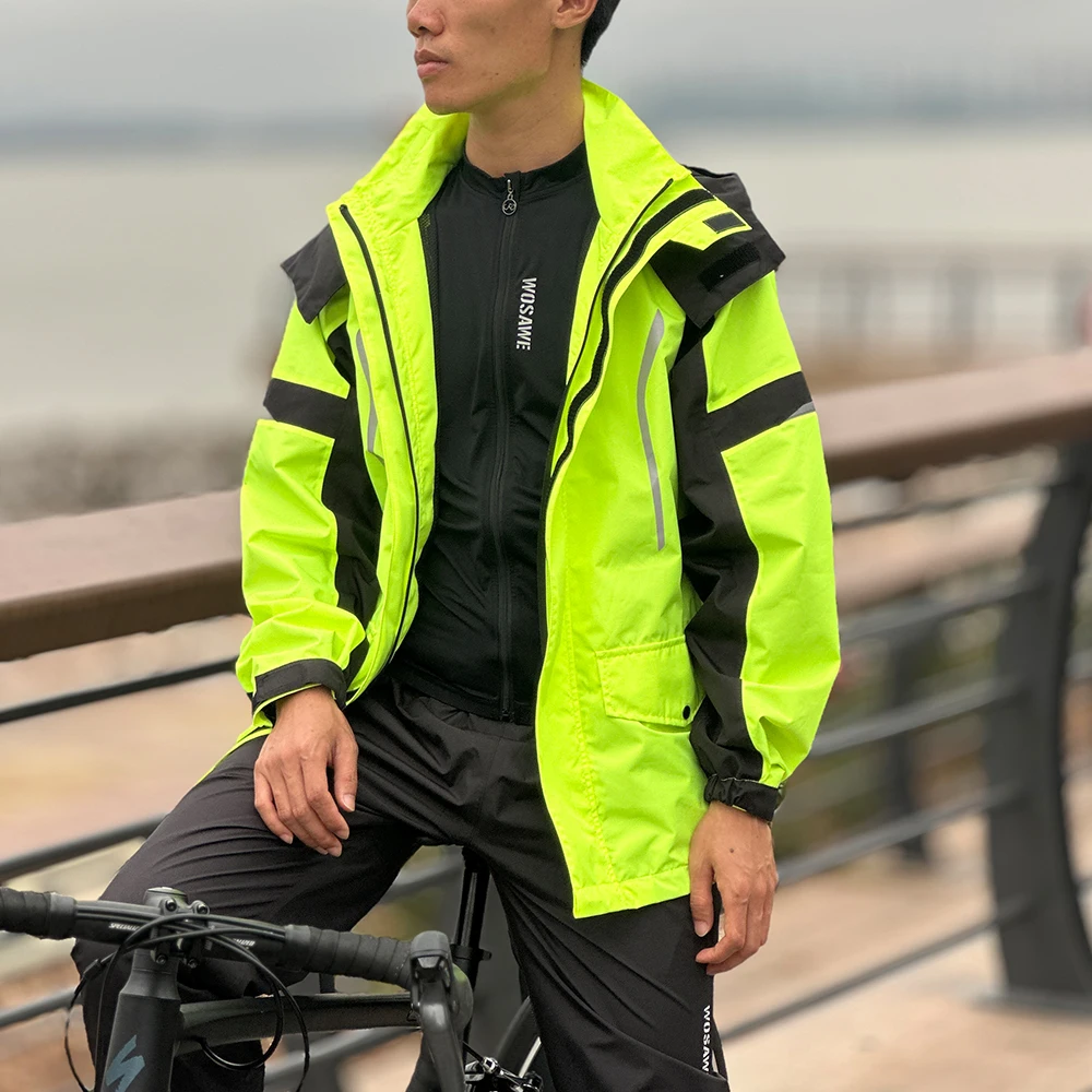 WOSAWE Men\'s Rain Jacket Rainproof Windbreaker Cycling Running Bike Bicycle Jersey Waterproof Breathable Cycle Clothing