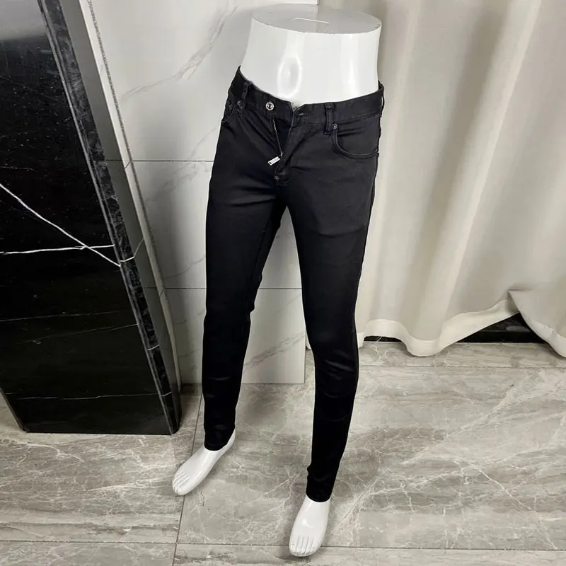 HombreStreet Fashion New Men's Jeans Washed Nostalgic Stretch Slim Black Jeans Designer Hip Hop Brand F Retro Pants Hombre