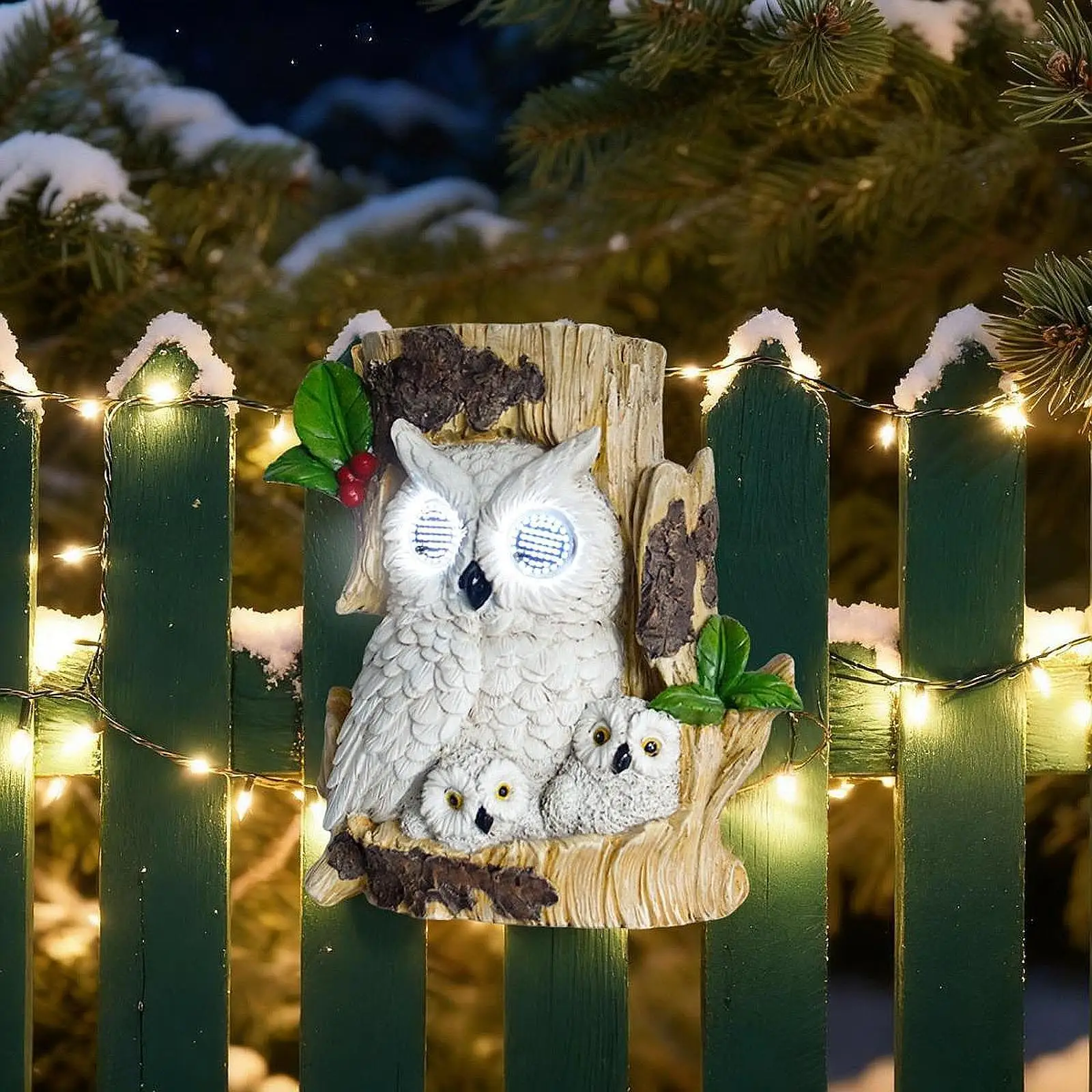 

Realistic Eye Movement Owl Solar Light Resin Statue for Garden Large Outdoor Funny Animal Sculpture Lawn Decoration