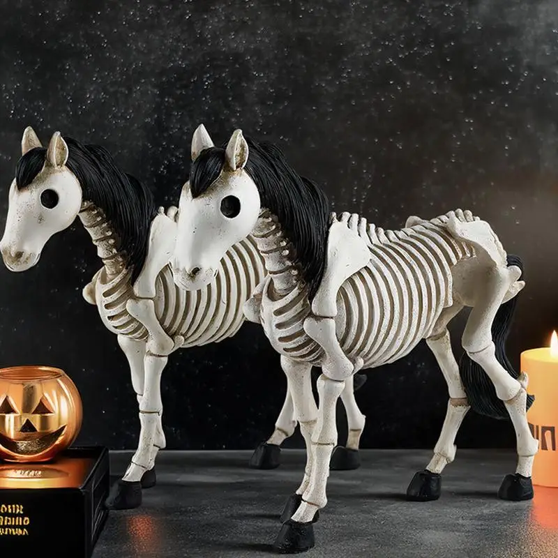 Animal Skeleton Decor Spooky Skeleton Horse Model Horse Skeleton Resin Art Statue For Halloween Parties