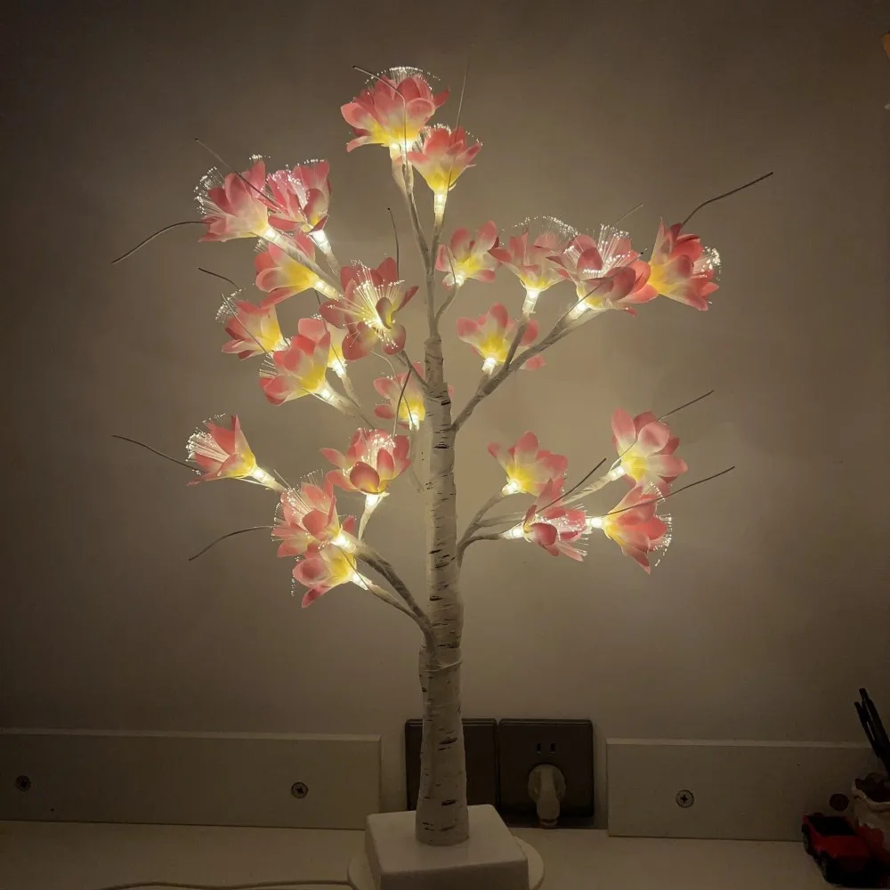 1PC 24LED Camellia Birch Tree Lamp - Inodoor Tabletop Night Light for Home, Bedroom, Wedding & Holiday Decor
