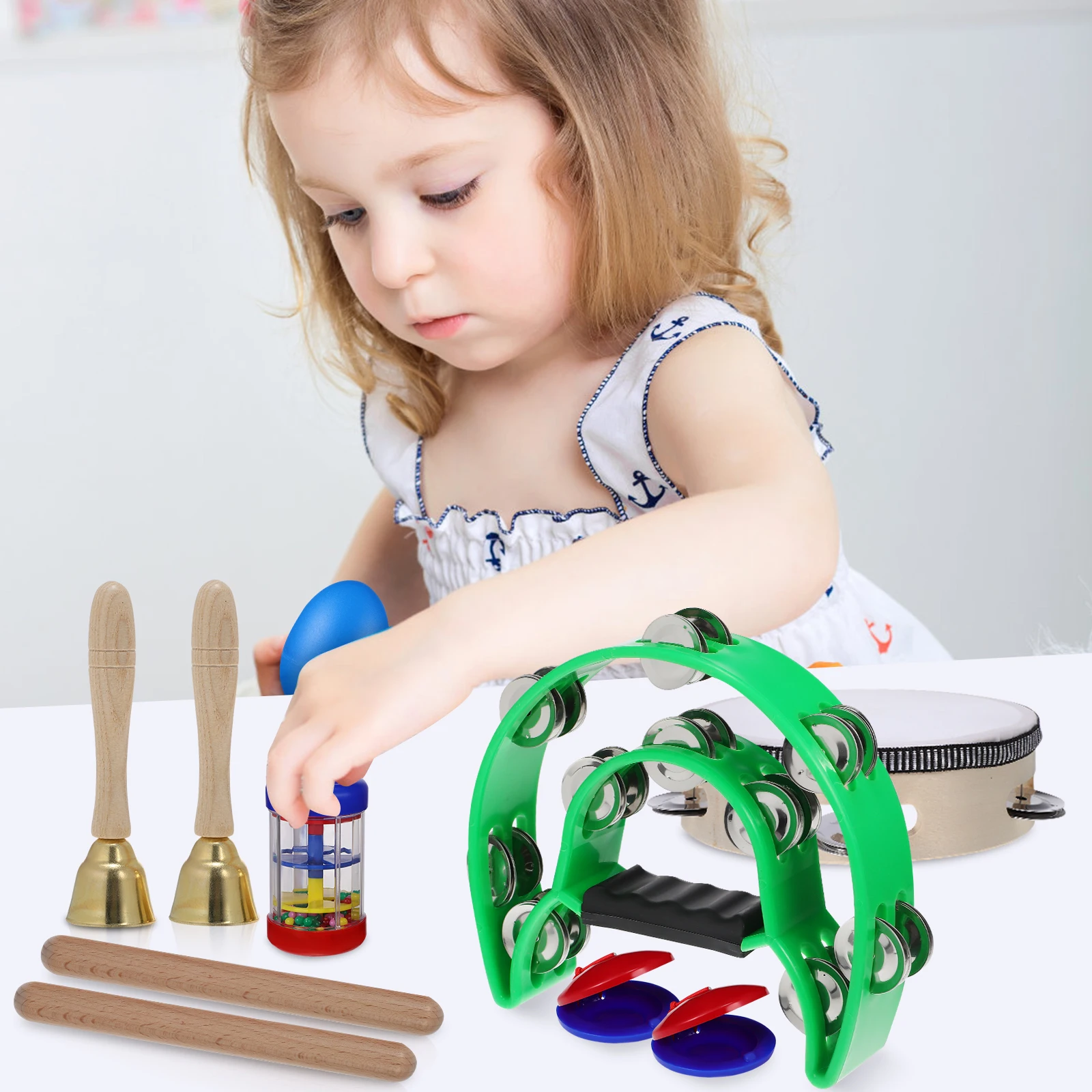 

14 Pcs Percussion Instrument Set Practice Tambourines Musical Instruments Baby 15 Piece Wood Toddler Small for Daughter