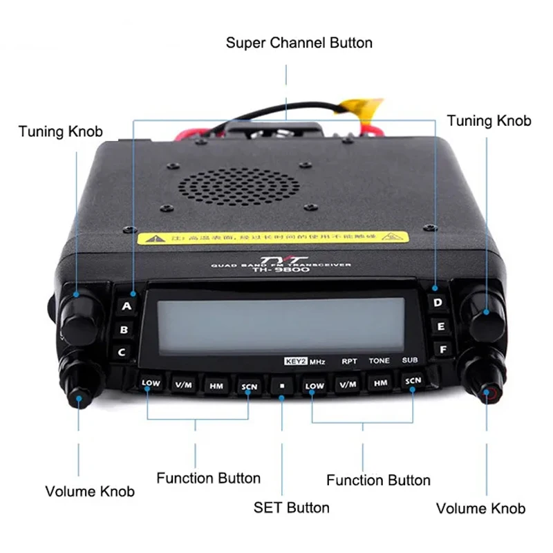 Original TYT TH-9800 50W Walkie Talkie HF/VHF/UHF 809CH FM CTCSS/DCS Transceiver Mobile Car Radio