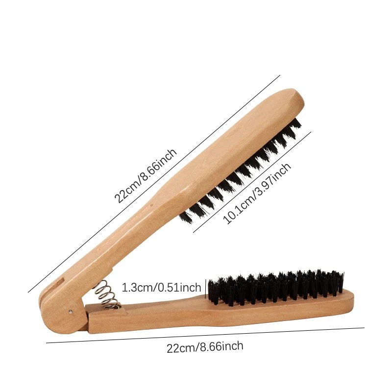 1Pc Bristle Straight Hair Double Brush with Wooden Handle V-shaped Comb Clip Does Not Hurt Styling Tools DIY Home