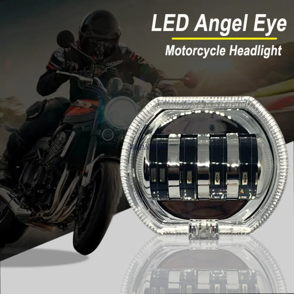 Car Motorcycle Devil Eye Headlight LED Angel Demon Eyes Headlight Projector Lens Strobe Spotlight DRL Red Blue Dual Halo Lamp