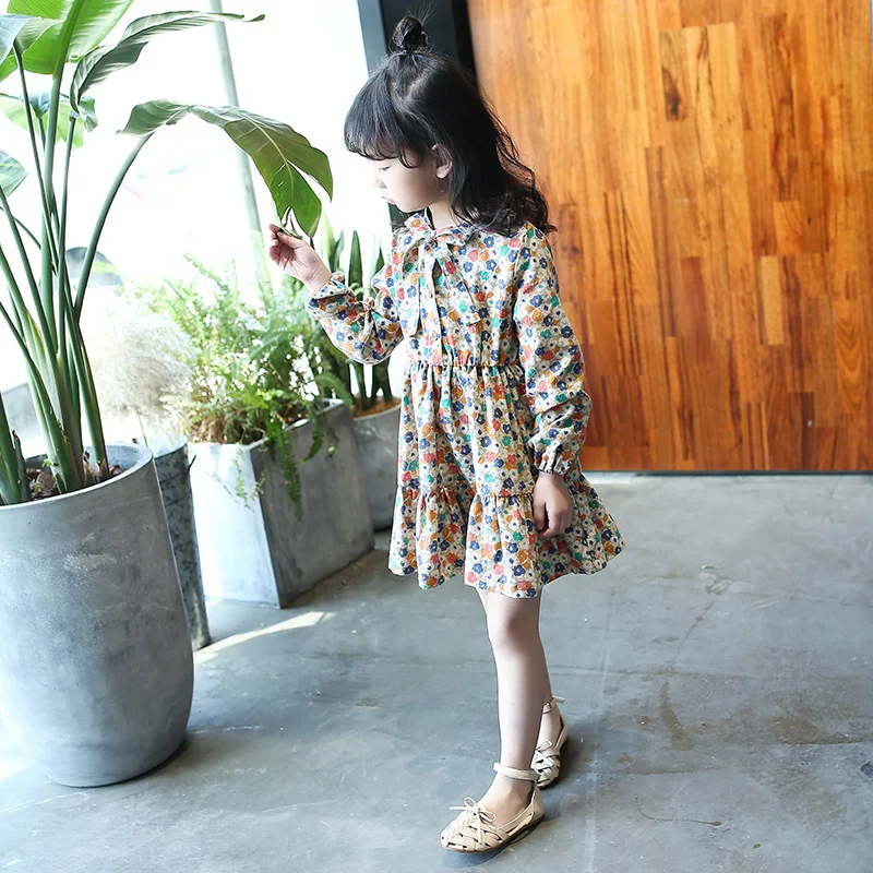 

2025 Korean Spring Autumn Children Girl Prom One-piece Dress Toddler Girl Dresses Elementary Girl Puffy Dress Autumn Clothing