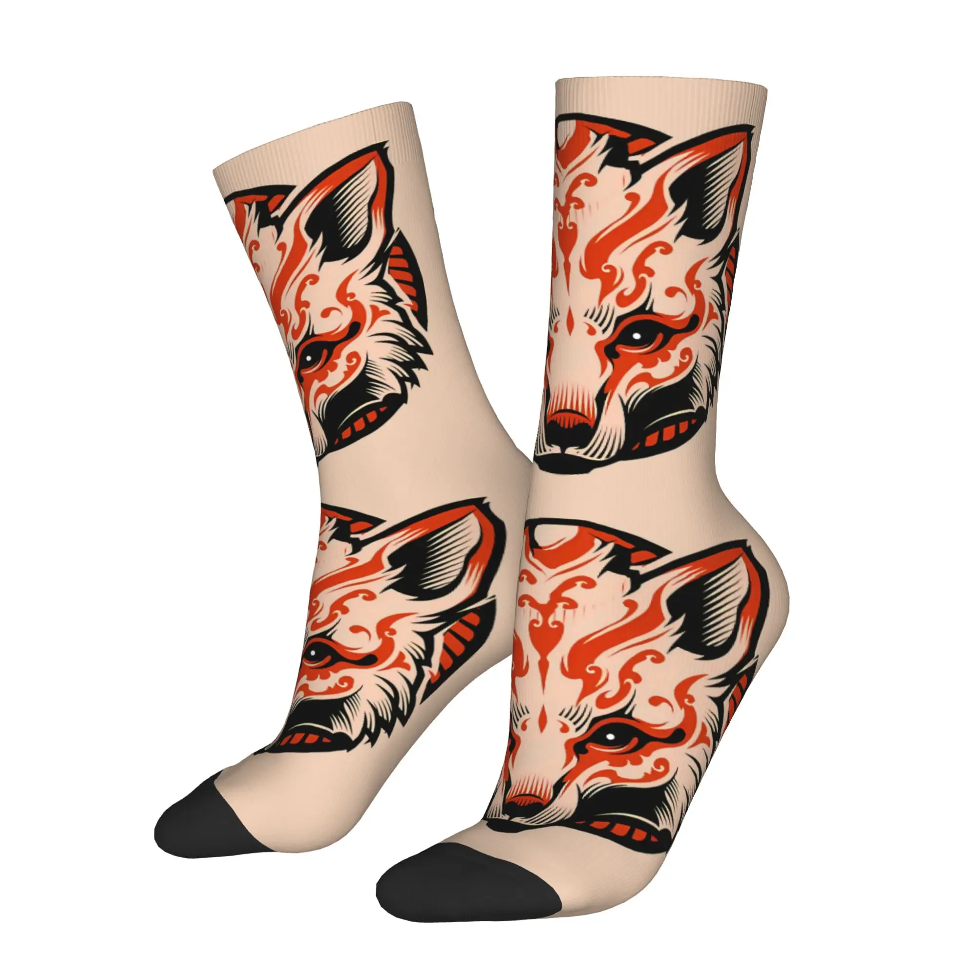 

Fox Face Sock Printed Man Polyester Fashion Popular