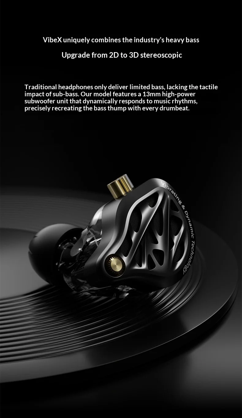 KZ Vibe X HIFI In-Ear-Monitor-Kopfhörer, 13-mm-Treiber, tiefer Bass, kabelgebundene IEM-Ohrhörer, Geräuschisolierung für Musik und Gaming. – Detail 6