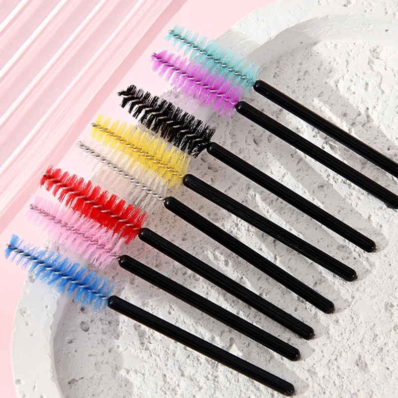 50Pcs Disposable Eyelash Brushes Short Nylon Eyebrow Brush Mascara Wands Applicator Eyelashes Extension Tools