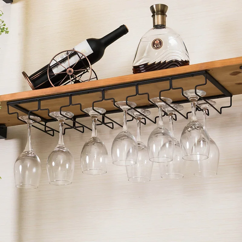 The product can be customized. Goblet frame wrought iron hanging red wine glasses upside down home bar ornaments