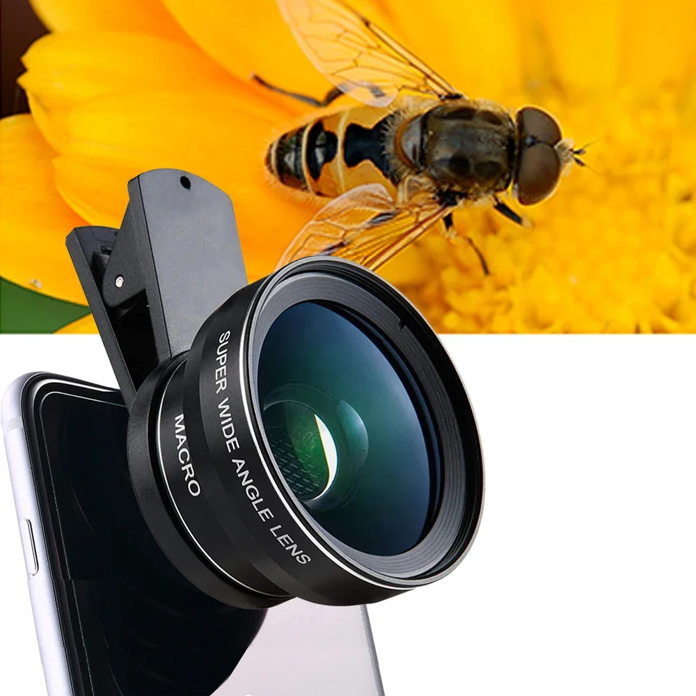 HD Professional Optical Glass Mobile Phone Lens 0.6X Super Wide Angle 15X Macro Camera Lenses for iPhone Android Lentes