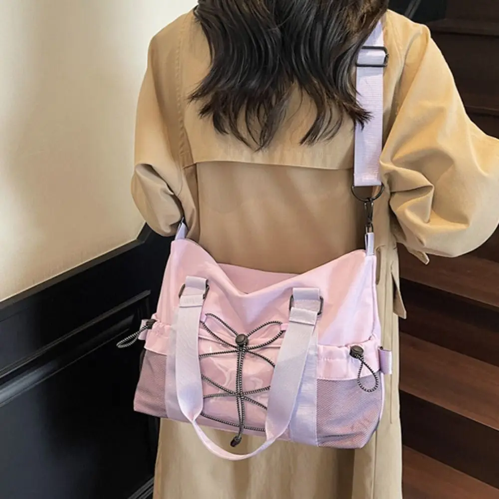 

Casual Casual Nylon Tote Bag Drawstring Lightweight Oxford Cloth Shoulder Bag Solid Color Portable Sports Fitness Bag Girls