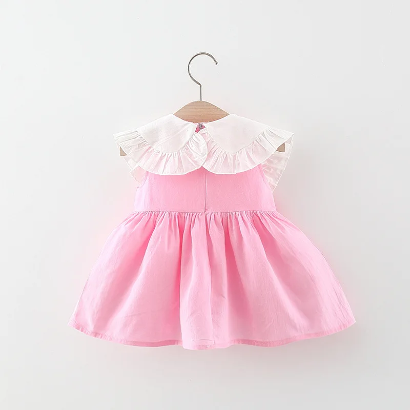 Girl\'s dress summer baby girl two piece three-dimensional tulip large lapel lace princess dress