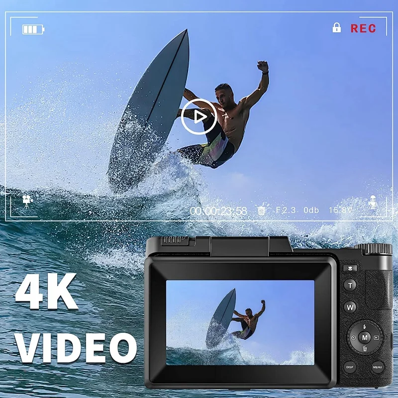 1 Set Autofocus 48MP Vlogging Camera 180°Flip Screen Video Camera With 16X Digital Zoom