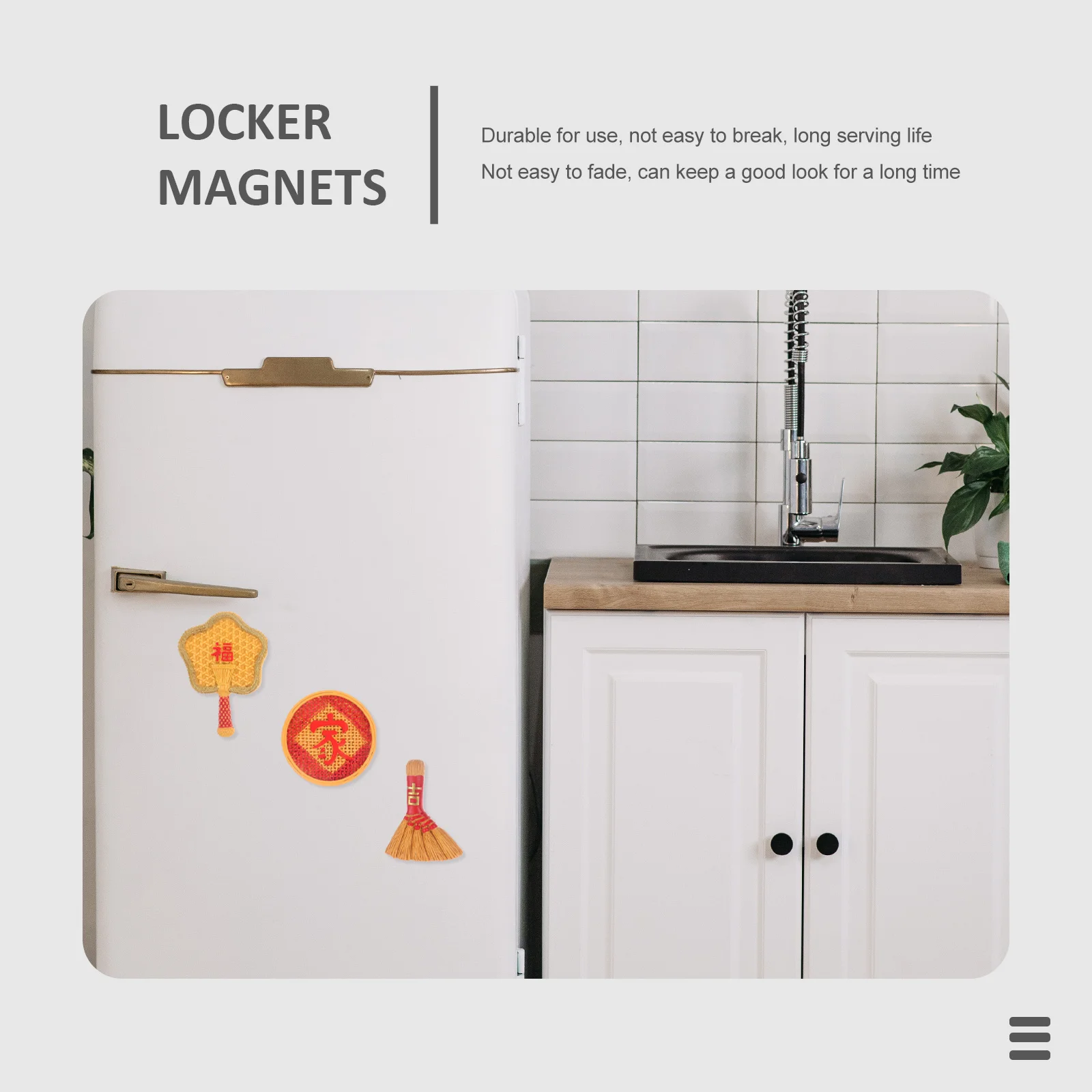 

3Pcs Broom Fridge Magnets Set Strong Adsorption Decorative for Refrigerator Locker Whiteboard Dorm Maps Washing Machine Iron