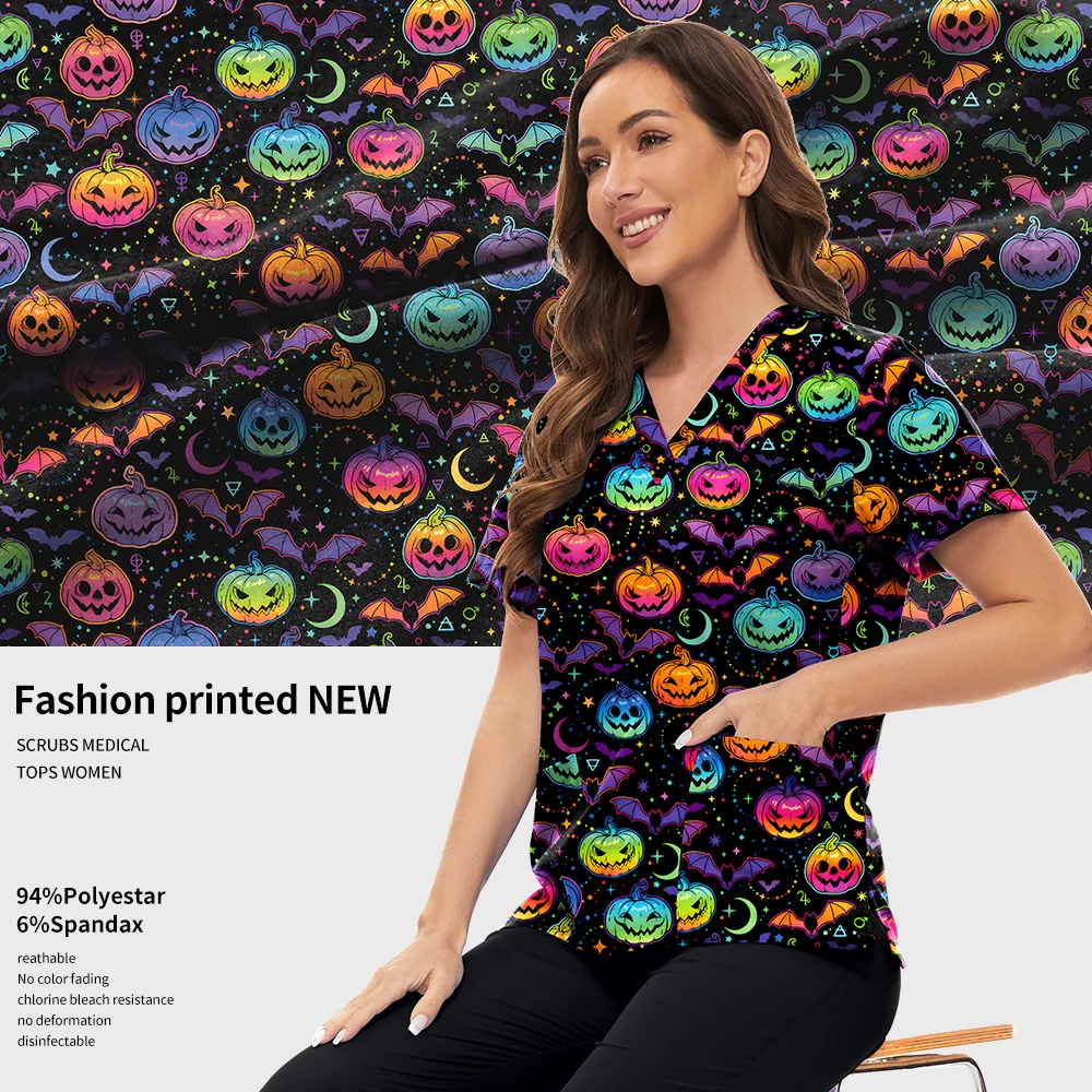 Niaahinn – hauts de gommage pour soins infirmiers, uniforme de travail pour femmes, chemisier unisexe à manches courtes, col en v, uniformes imprimés, vêtements, accessoires d'infirmière