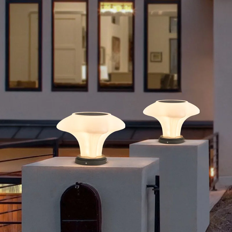 Lampada solare stigma Lampada da palo per cancello esterno per villa Nuovo cortile cinese