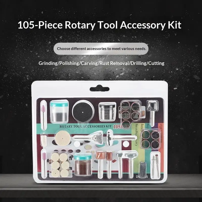 Multi-Purpose 105PCS Rotary Tool Set Mini Drill Sanding Polishing Cutting Engraving Bits for Small DIY Craft Works