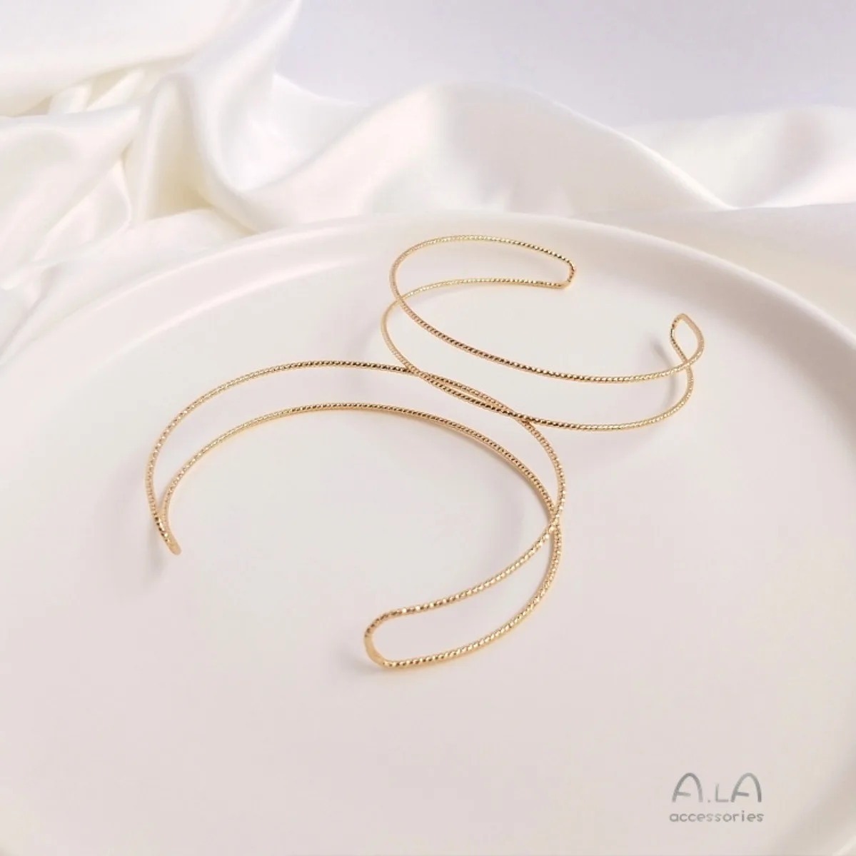 Brass Gold Plated Twisted Double Wire Bangle Blank DIY Wire Wrapping Beaded Wrist Bracelet Jewelry Findings