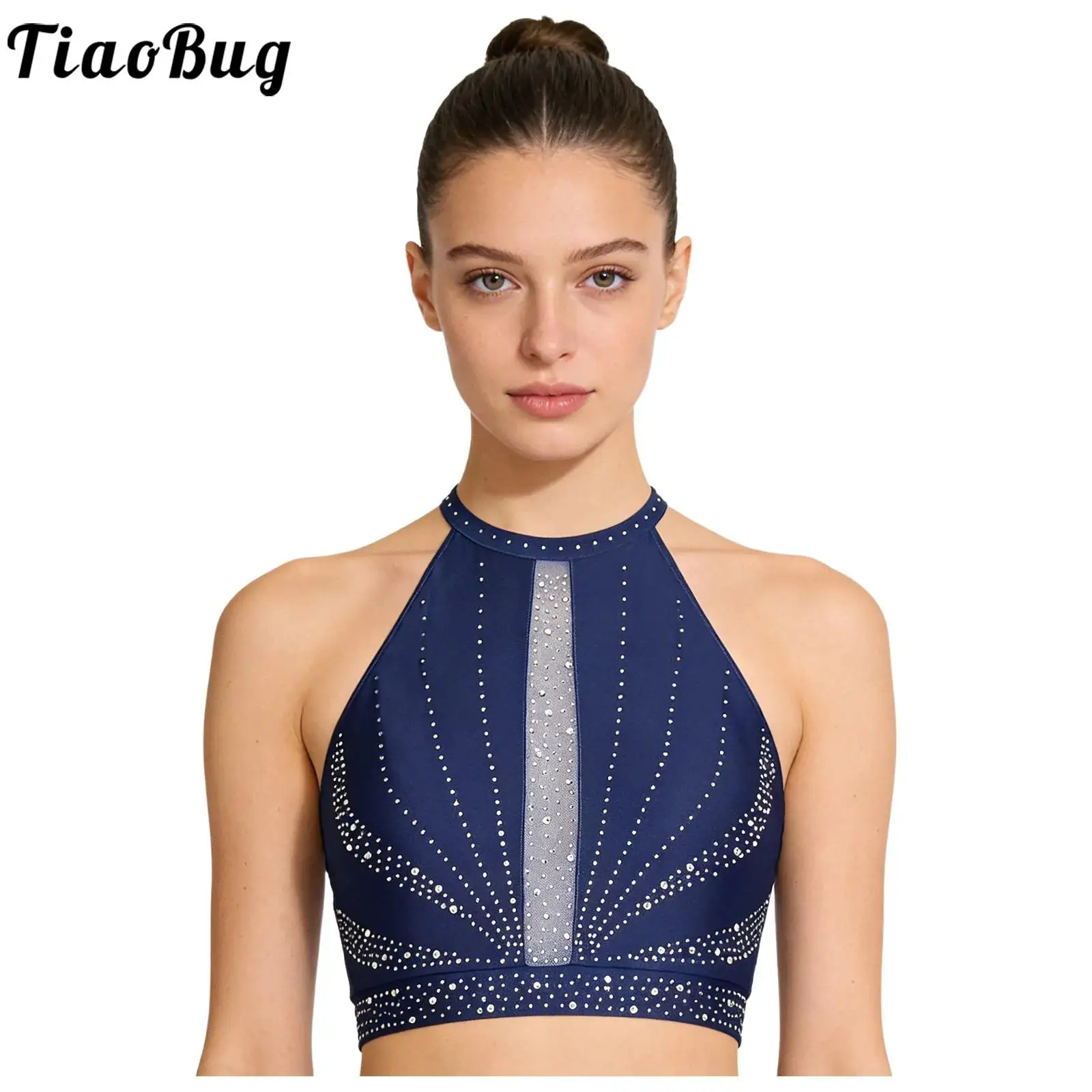 

Женский топ для лирического танца, без рукавов, с вырезами и стразами, для выступлений и соревнований по танцу живота