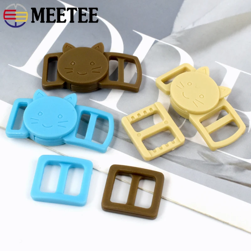 20/50Sets Meetee 10mm Plastic Adjust Side Clasp Release Buckle Tri Glide Slider Bag Strap Belt Pet Collar Buckles DIY Accessory